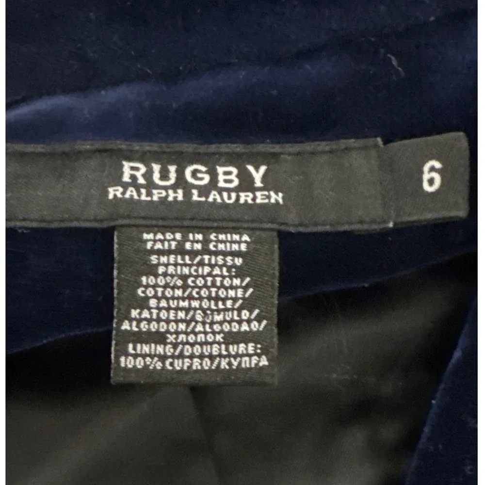 RARE RUGBY Ralph Lauren Navy Velour Blazer Jacket Womens Size 6 Preppy Old Money - Picture 8 of 8